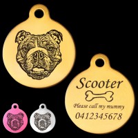 British Bulldog Engraved 31mm Large Round Pet Dog ID Tag